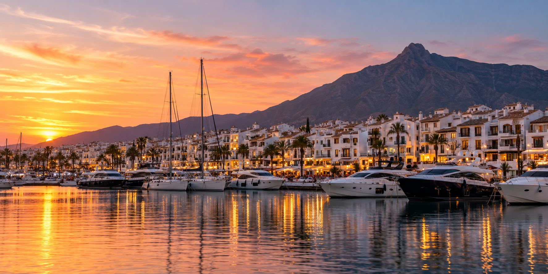Puerto Banús Harbour at Sunset